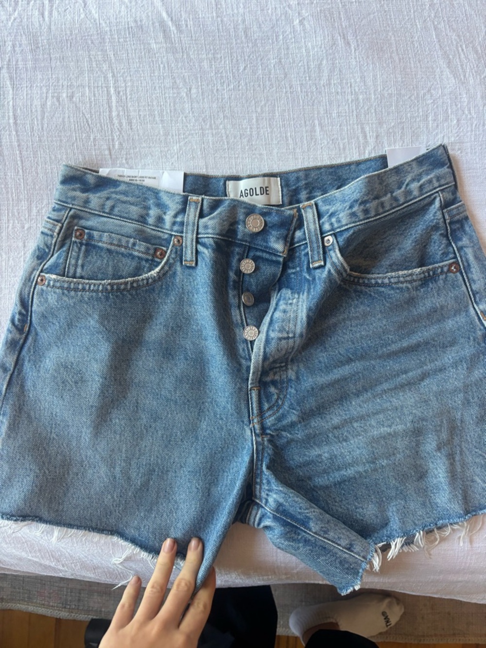 AGOLDE Light Blue High-Rise Denim Jean Shorts